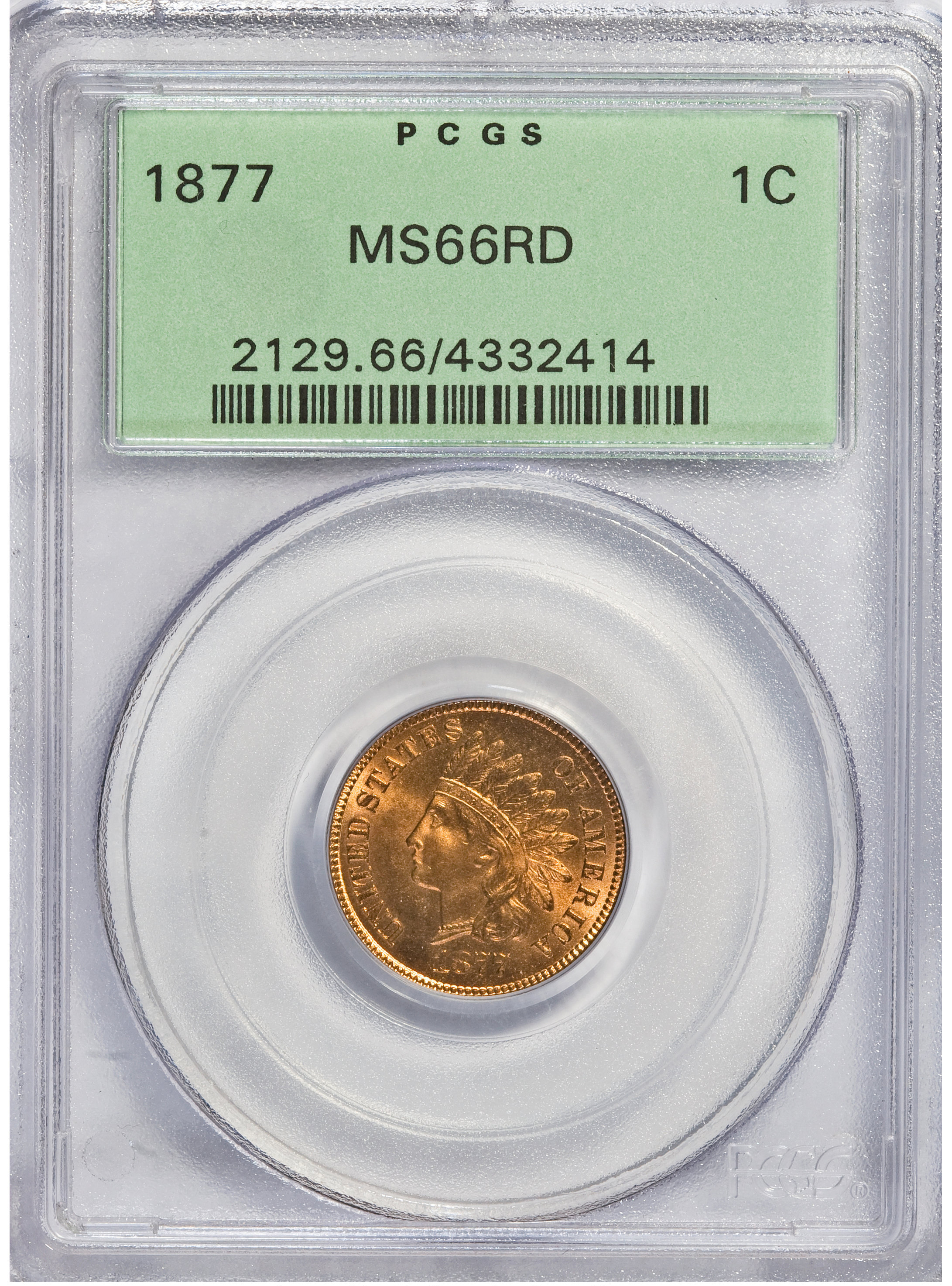 1877 Indian Head Cent PCGS MS66RD